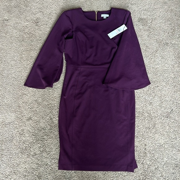 Calvin Klein plum career dress with flutter sleeves - Picture 4 of 6